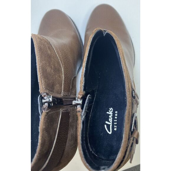 Clarks NWOB Mission Parker Bootie Brown Leather Suede Women’s Size 9.5M - Picture 9 of 12